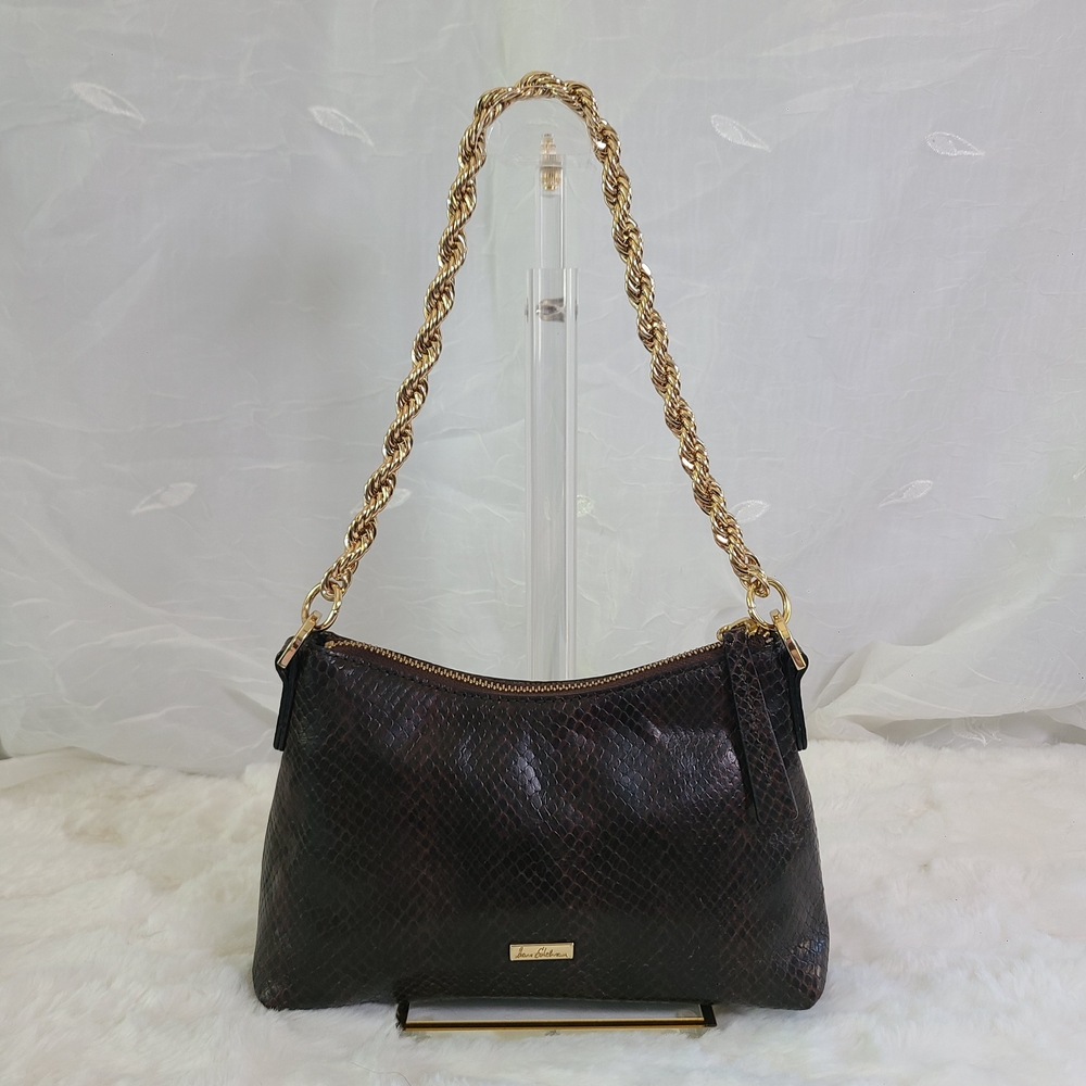 Sam Edelman "Elle" Snake‑Embossed Leather Shoulder Bag